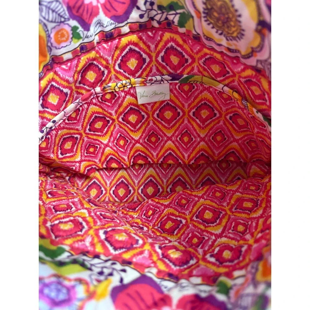 Vera Bradley Clementine Quilted Cotton Tote Bag Floral Pink Yellow Toggle Bag